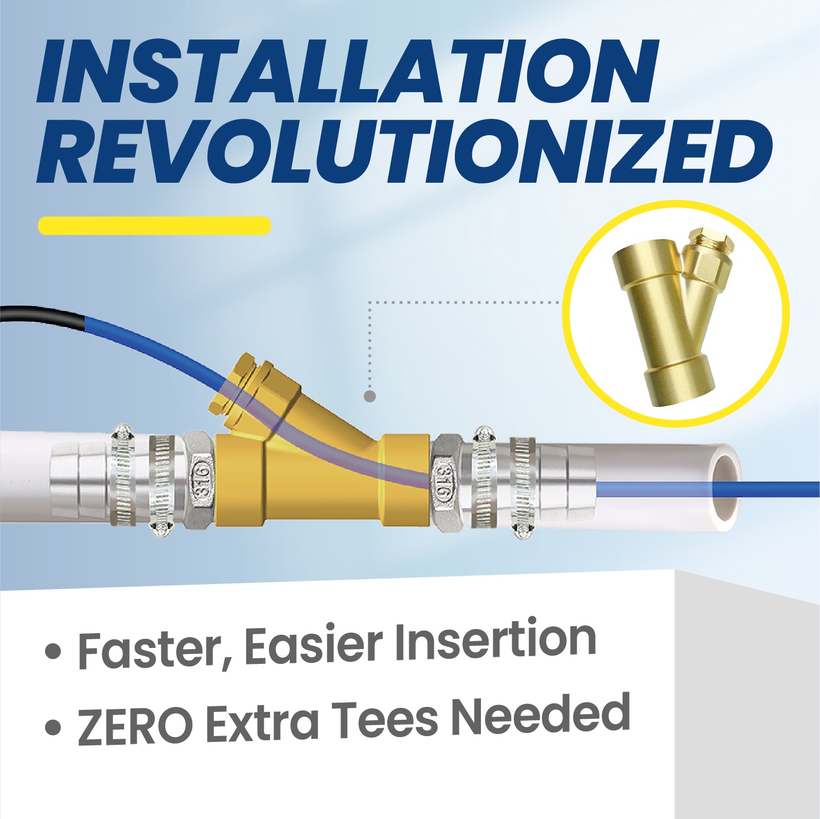 YeloDeer In Line Pipe Heating Cable with Y-Fitting, Self-Regulating Heat Cable for Drinking Water, with GFCI, 3W/Ft 120V