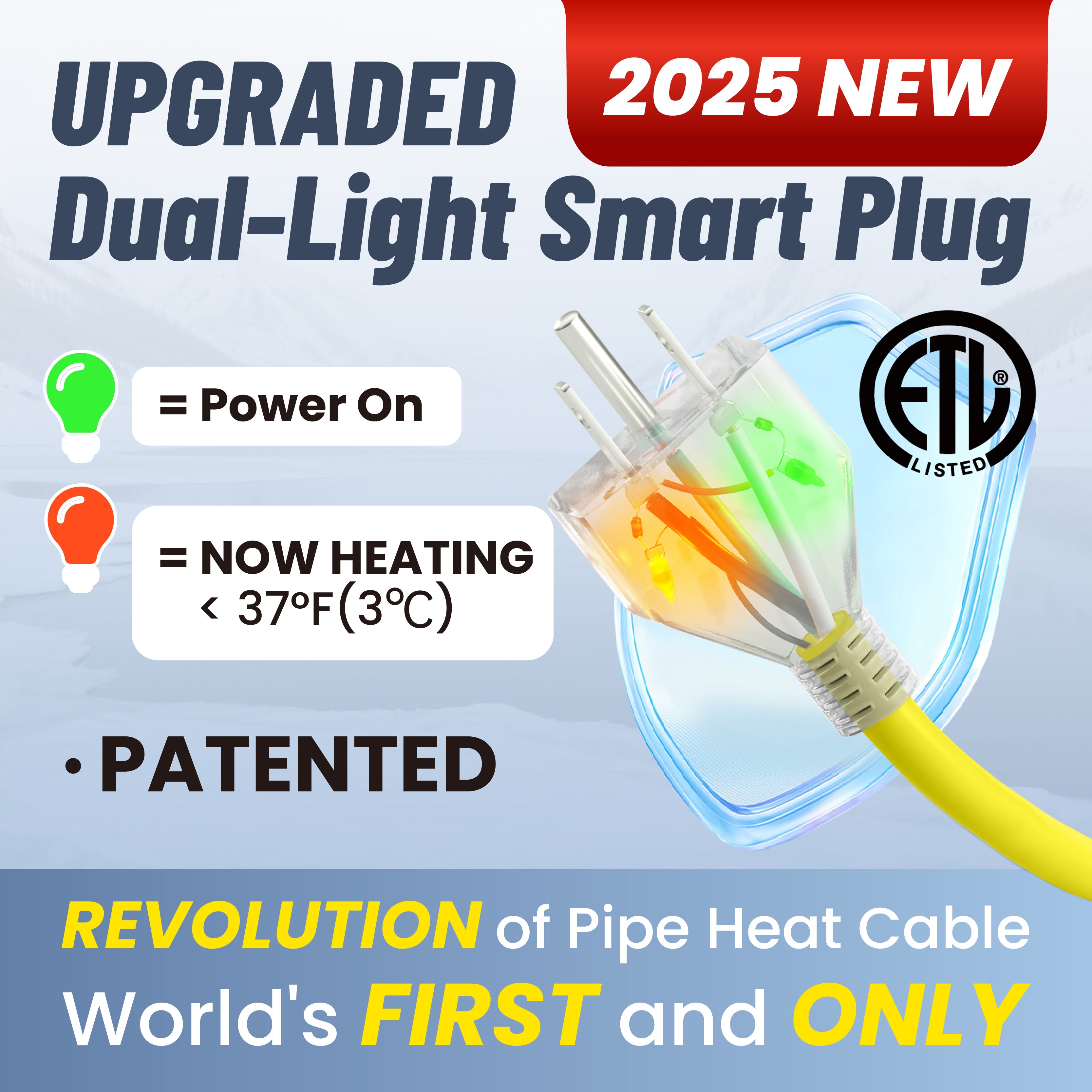 YeloDeer Upgraded Heat Tape for Water Pipes, Dual-Indicators, Self-Regulating, with End Seals, for Metal and Plastic Pipes
