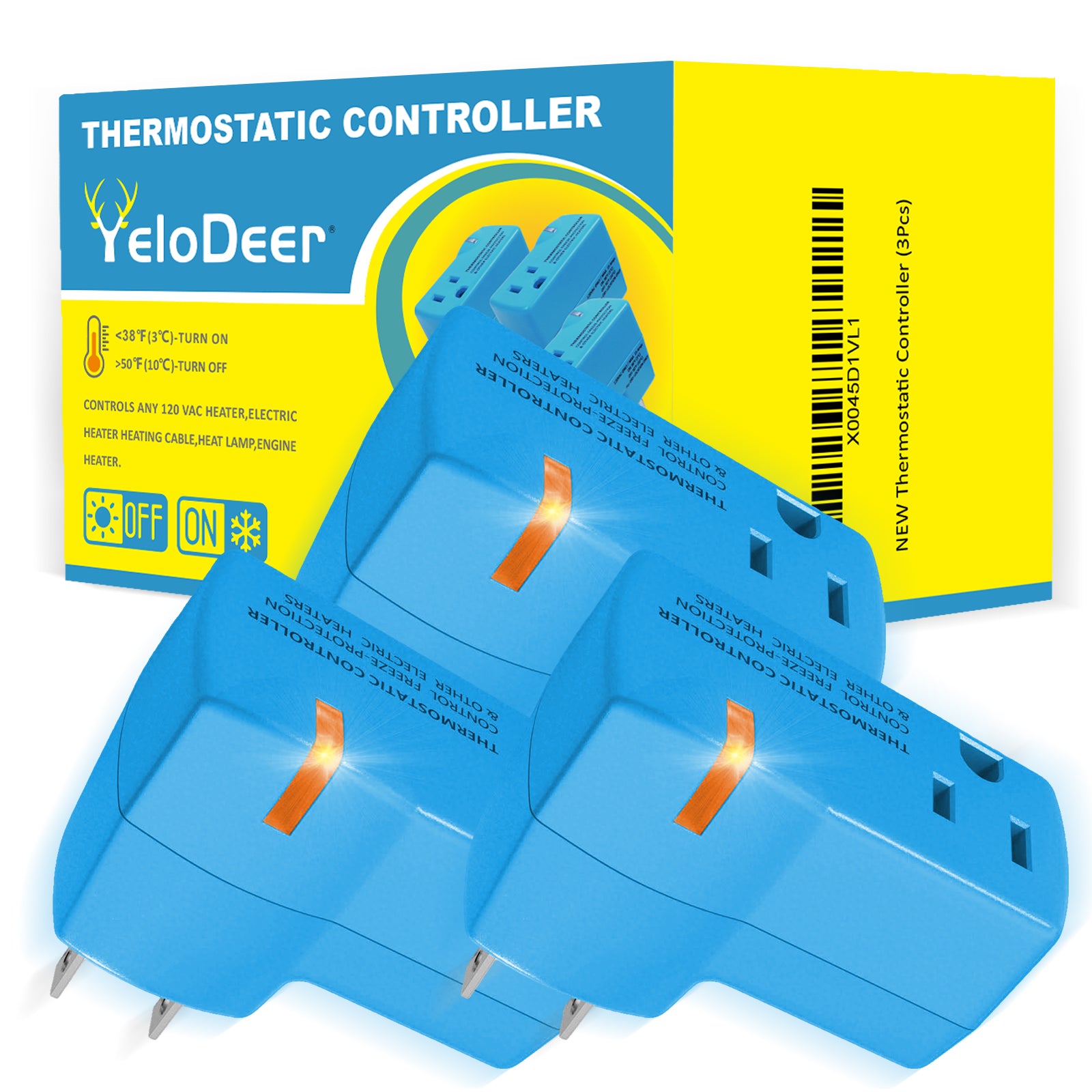 YeloDeer Temperature ControIIer OutIet, Auto On at 38°F / Off at 50°F, 100-120V / 15A