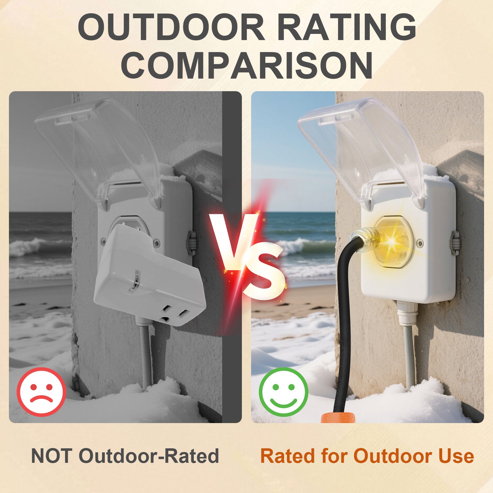 YeloDeer Temperature Controlled Extension Cord, Temperature Controlled Outlet, Auto On/Off, Slim Waterproof Design, 20''