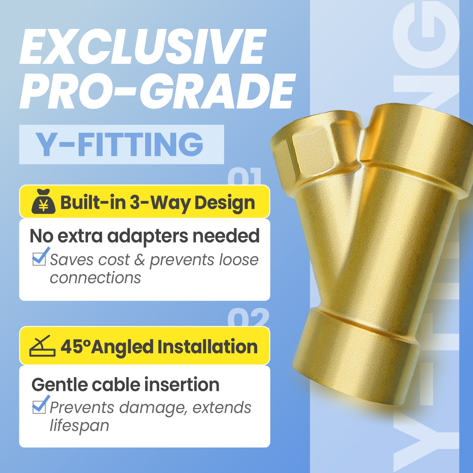 YeloDeer In Line Pipe Heating Cable with Y-Fitting, Self-Regulating Heat Cable for Drinking Water, with GFCI, 3W/Ft 120V