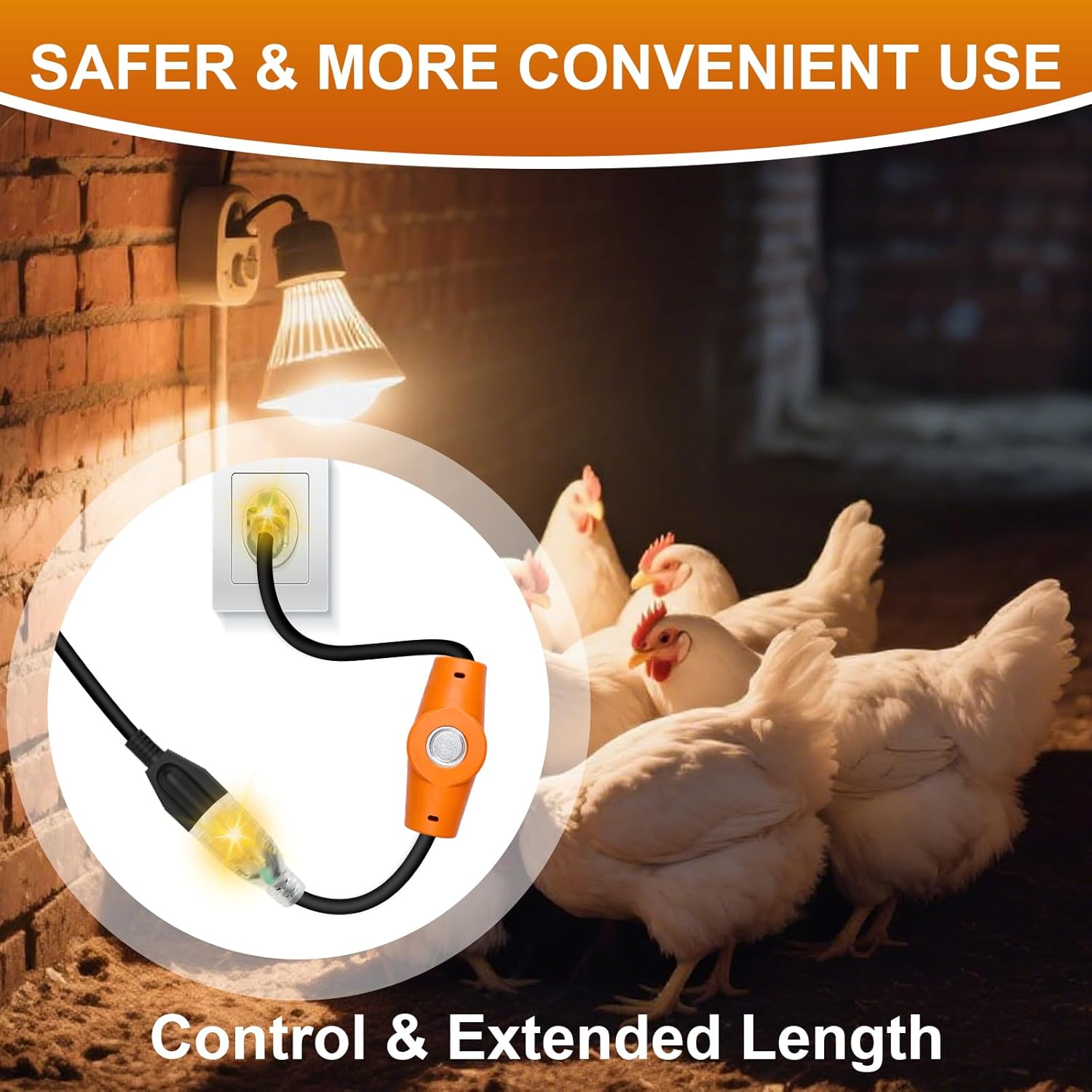 YeloDeer Temperature Controlled Extension Cord, Temperature Controlled Outlet, Auto On/Off, Slim Waterproof Design, 20''