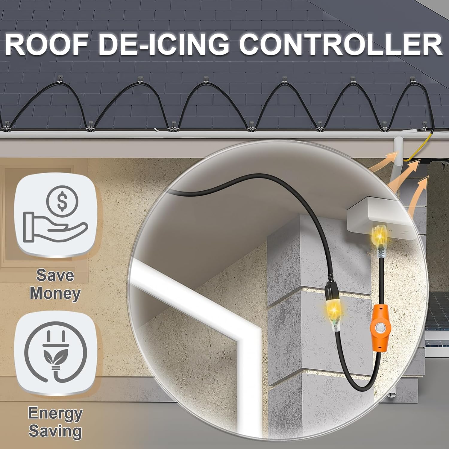YeloDeer Temperature Controlled Extension Cord, Temperature Controlled Outlet, Auto On/Off, Slim Waterproof Design, 20''