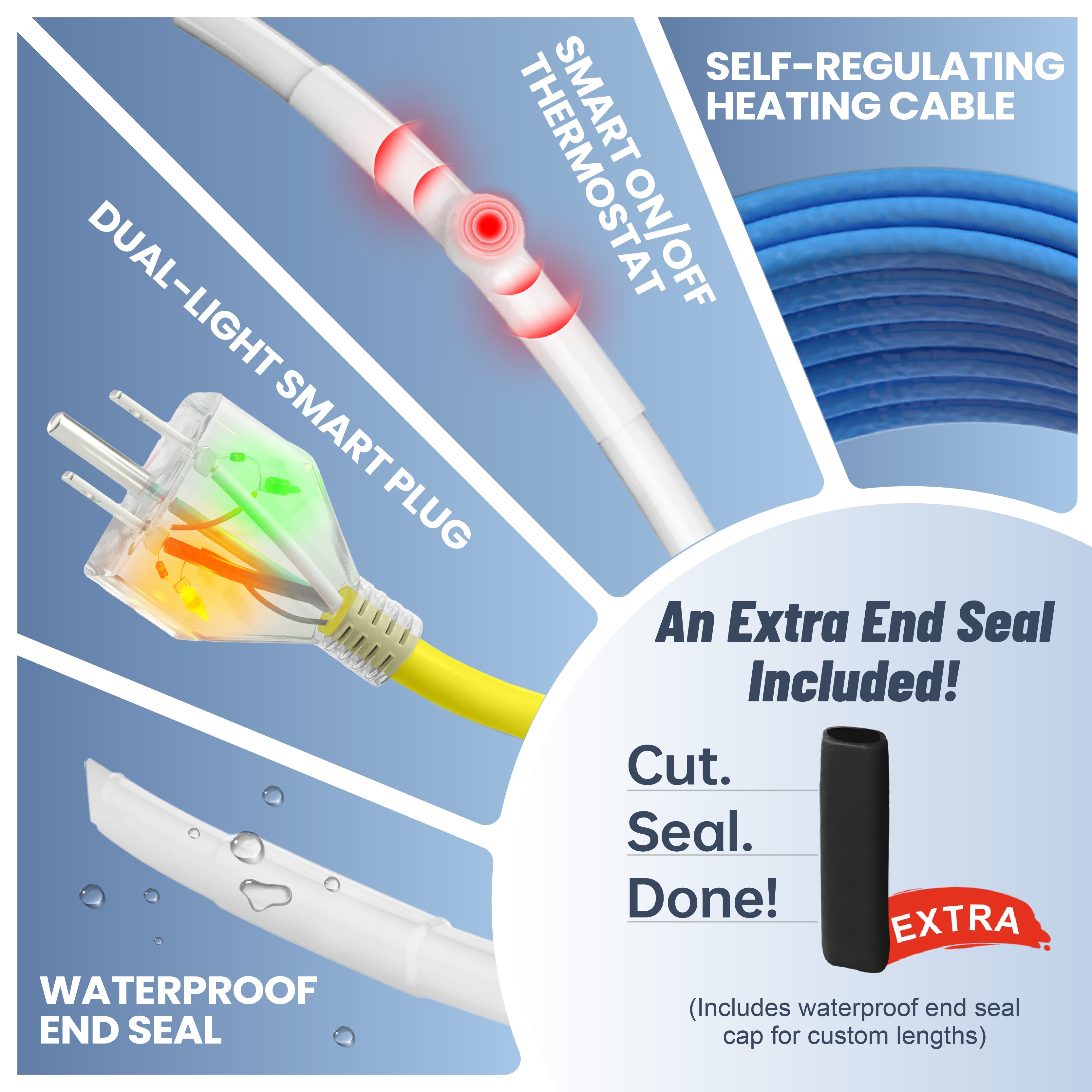 YeloDeer Upgraded Heat Tape for Water Pipes, Dual-Indicators, Self-Regulating, with End Seals, for Metal and Plastic Pipes