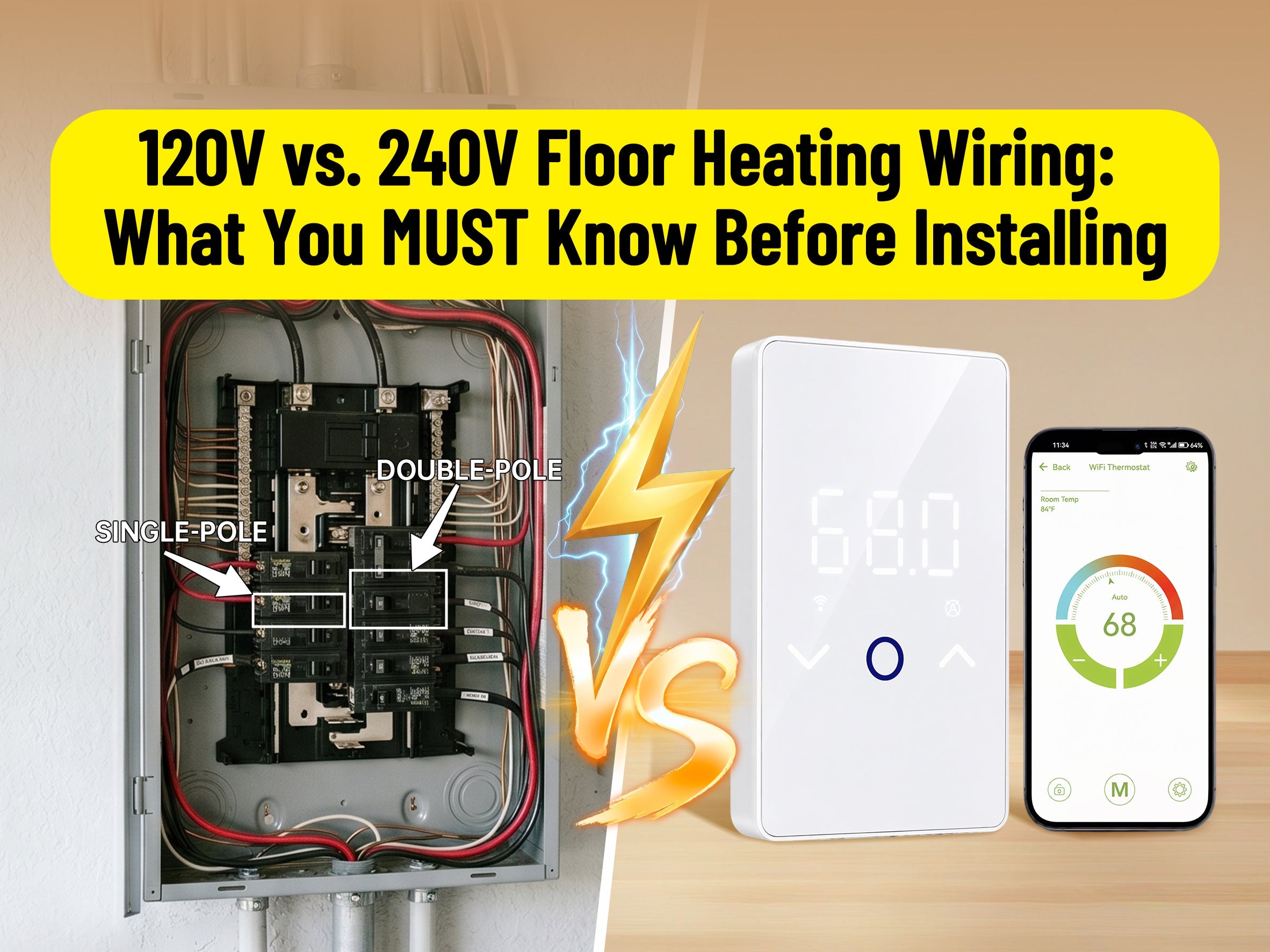 120V vs 240V Floor Heating Thermostat Wiring: What Homeowners Should Know