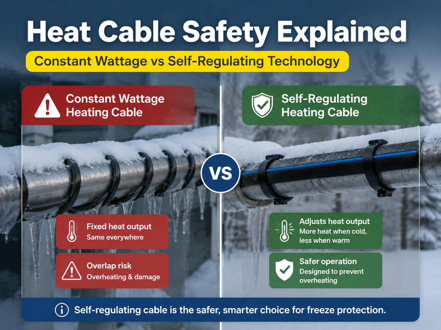 Heat Cable Fire Risk: Constant Wattage vs Self-Regulating Heating Cable Safety