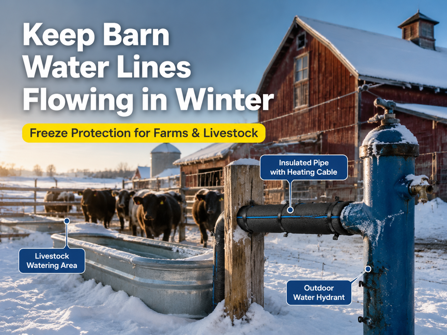 Winter Freeze Protection for Barn Water Lines and Animal Hydrants