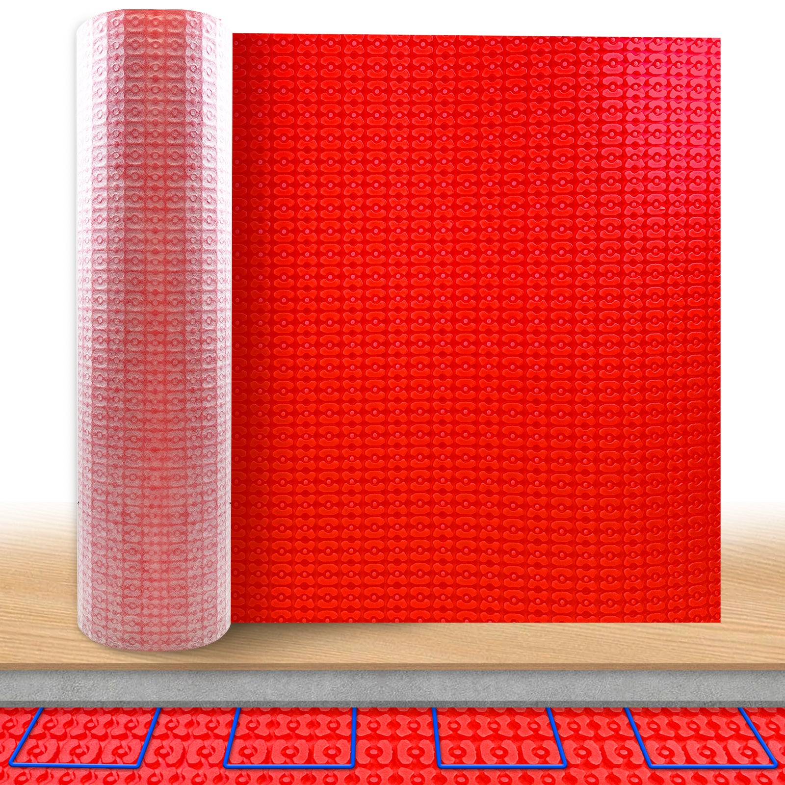 YeloDeer Heating Cable Uncoupling Membrane, Heating Floor Waterproofing Underlayment and Crack Prevention