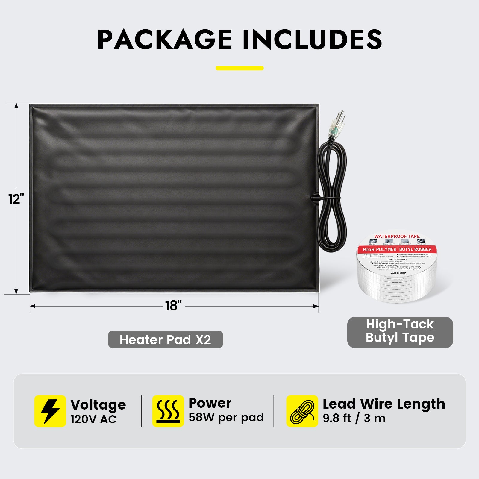 120V Plug-In RV Tank Heater Pad for Fresh, Gray & Black Tanks