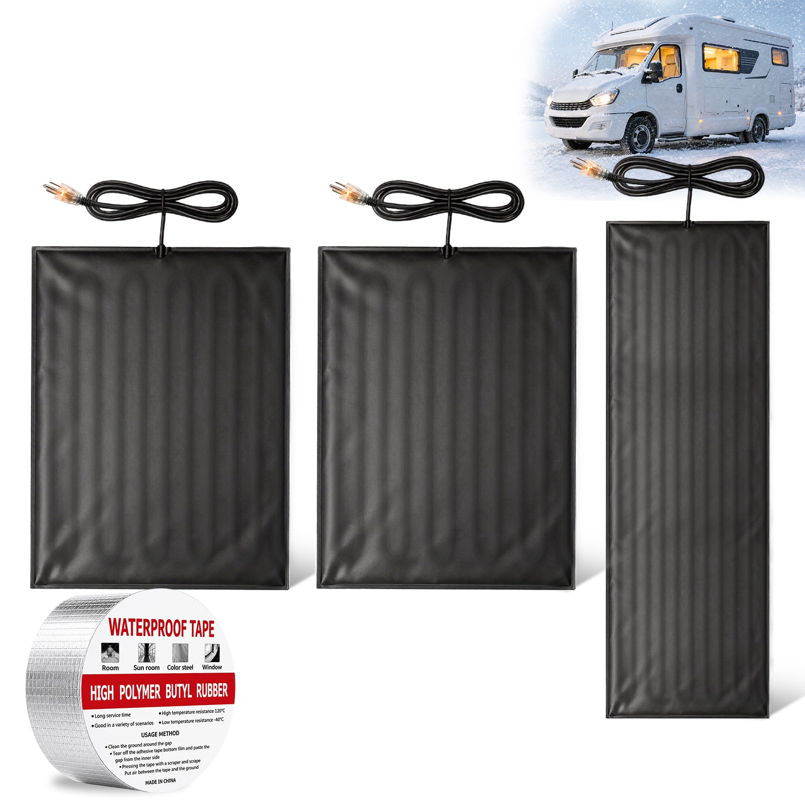 120V Plug-In RV Tank Heater Pad for Fresh, Gray & Black Tanks