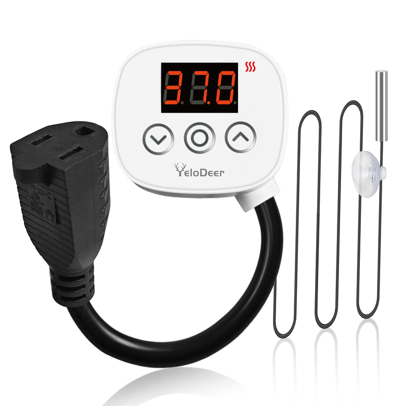 Digital Plug-In Thermostat with Probe & Timer, 120V 10A