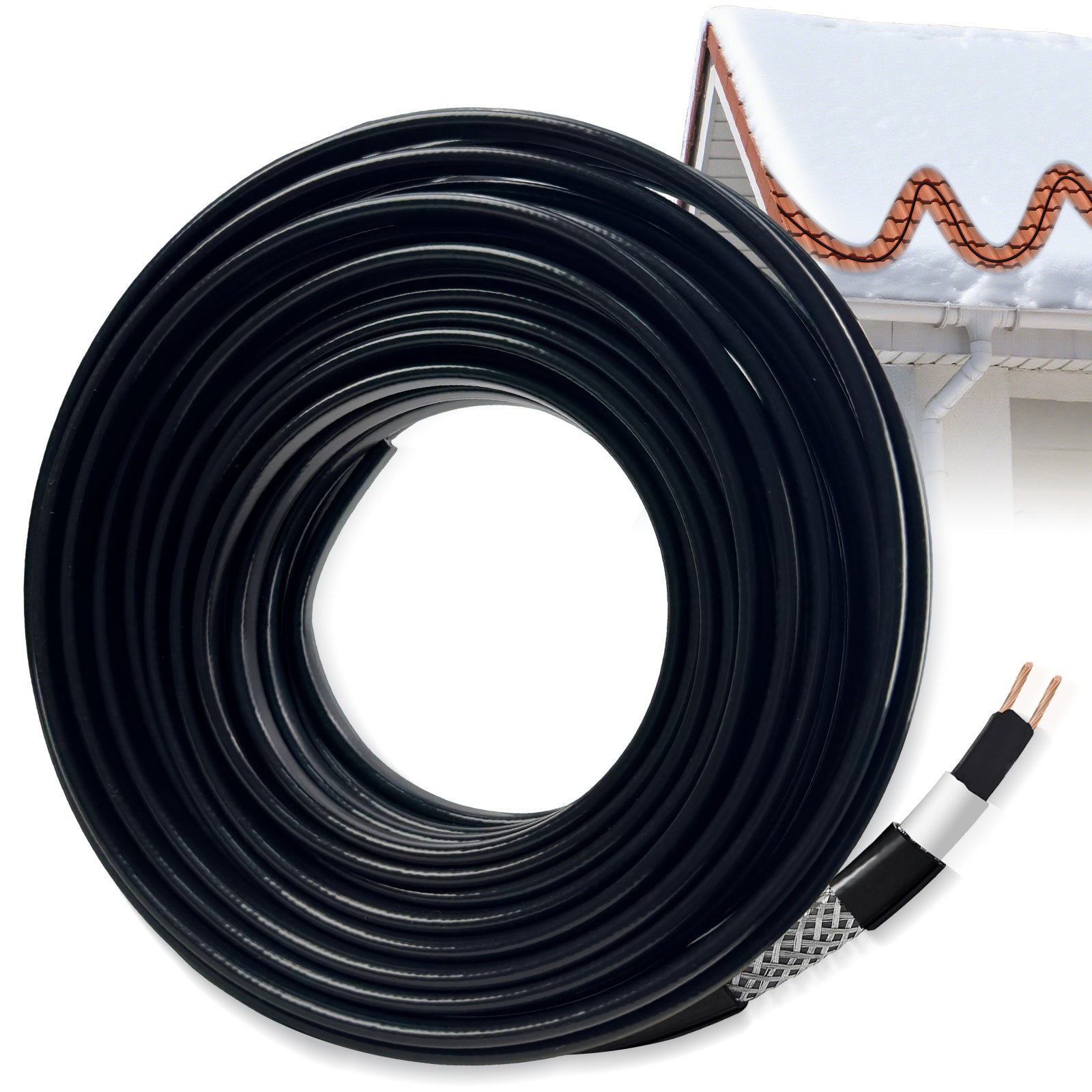 YeloDeer Cut to Length Roof Deicing Cable, Gutter & Pipe Heater Cable, CSA Certified Self Regulating Heat Tape, 8W/ft