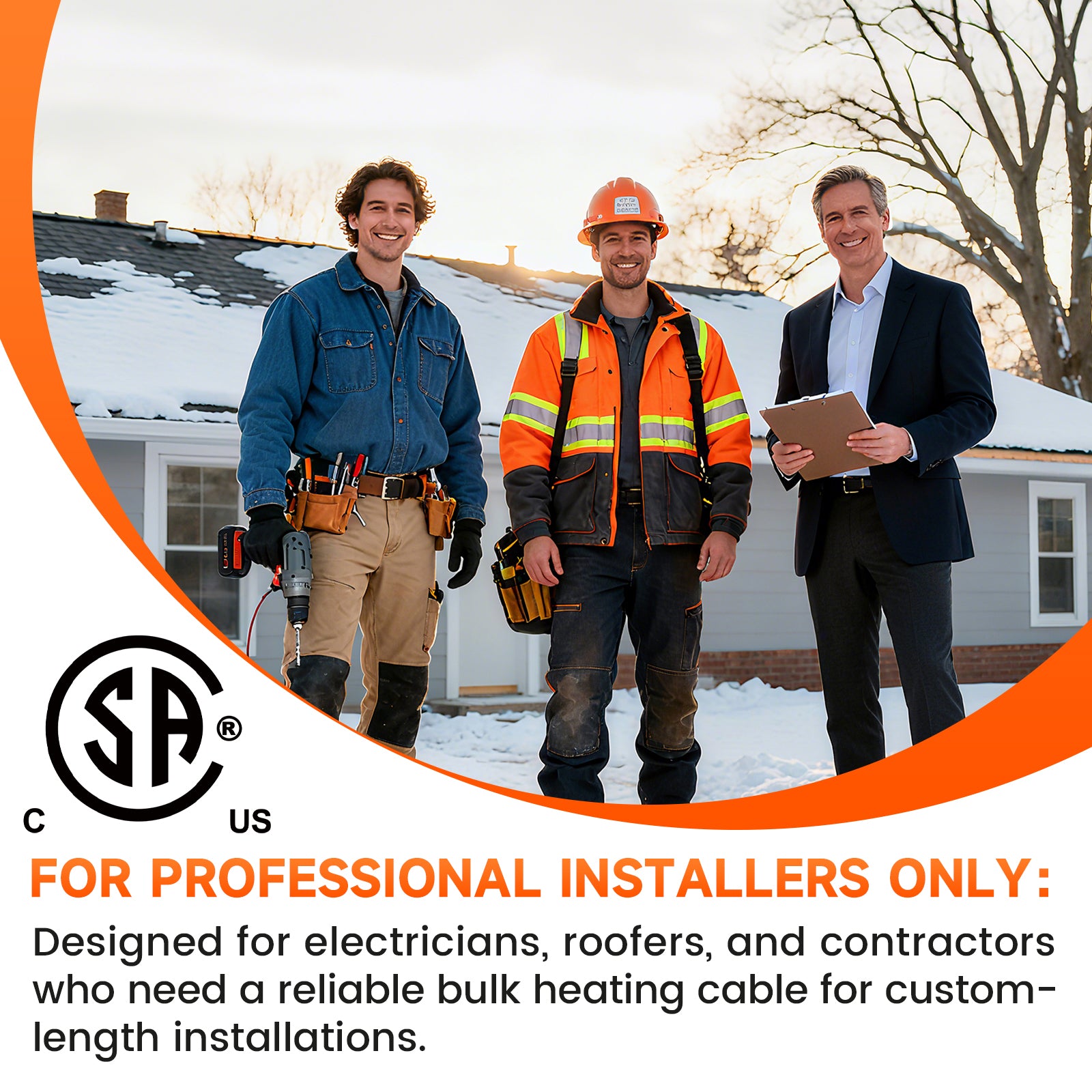 YeloDeer Bulk Heating Cable Roll, Cut to Length Self-Regulating Heat Tape for Roof de-icing and Pipe Heating