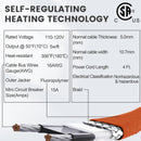 YeloDeer Heavy-Duty In Pipe Heating Cable for Sewer Systems, Self-Regulating with GFCI, Wastewater Pipe Heater, 5W/Ft 120V