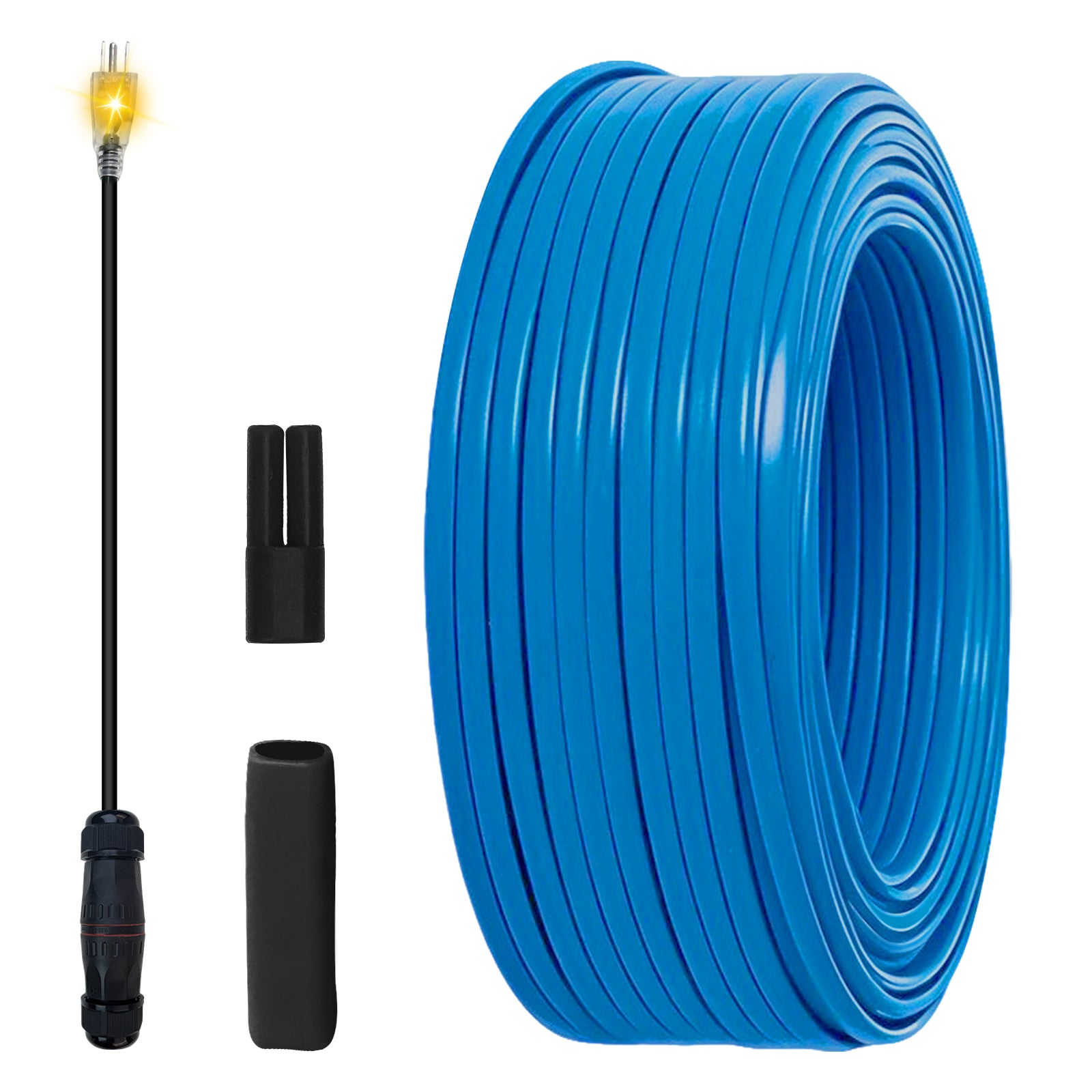 YeloDeer Cut to length Self-Regulating Heat Tape, Water Pipe Freeze Protection Kit, with 120V Plug, Wire Splitter & End Cap, for Metal/Plastic Pipes