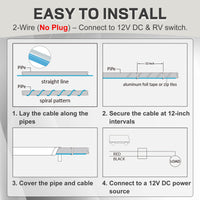 12V Self-Regulating Heating Cable, for RV Freeze Protection 5W/ft, with Waterproof End Seal Kit & Aluminum Foil Tape