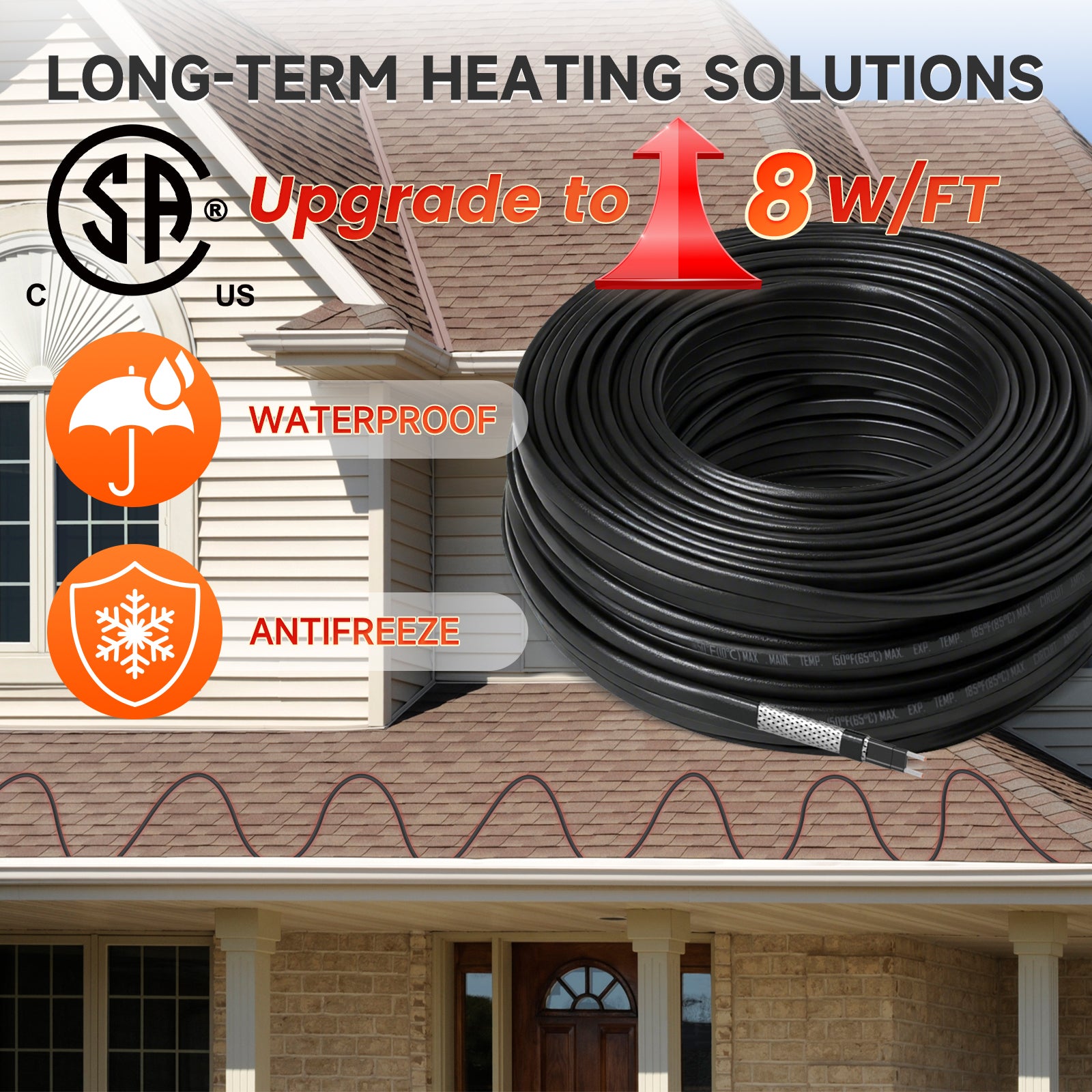 YeloDeer Bulk Heating Cable Roll, Cut to Length Self-Regulating Heat Tape for Roof de-icing and Pipe Heating