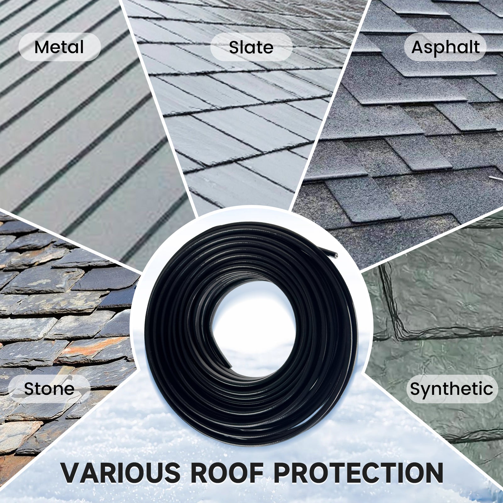 YeloDeer Cut to Length Roof Deicing Cable, Gutter & Pipe Heater Cable, CSA Certified Self Regulating Heat Tape, 8W/ft