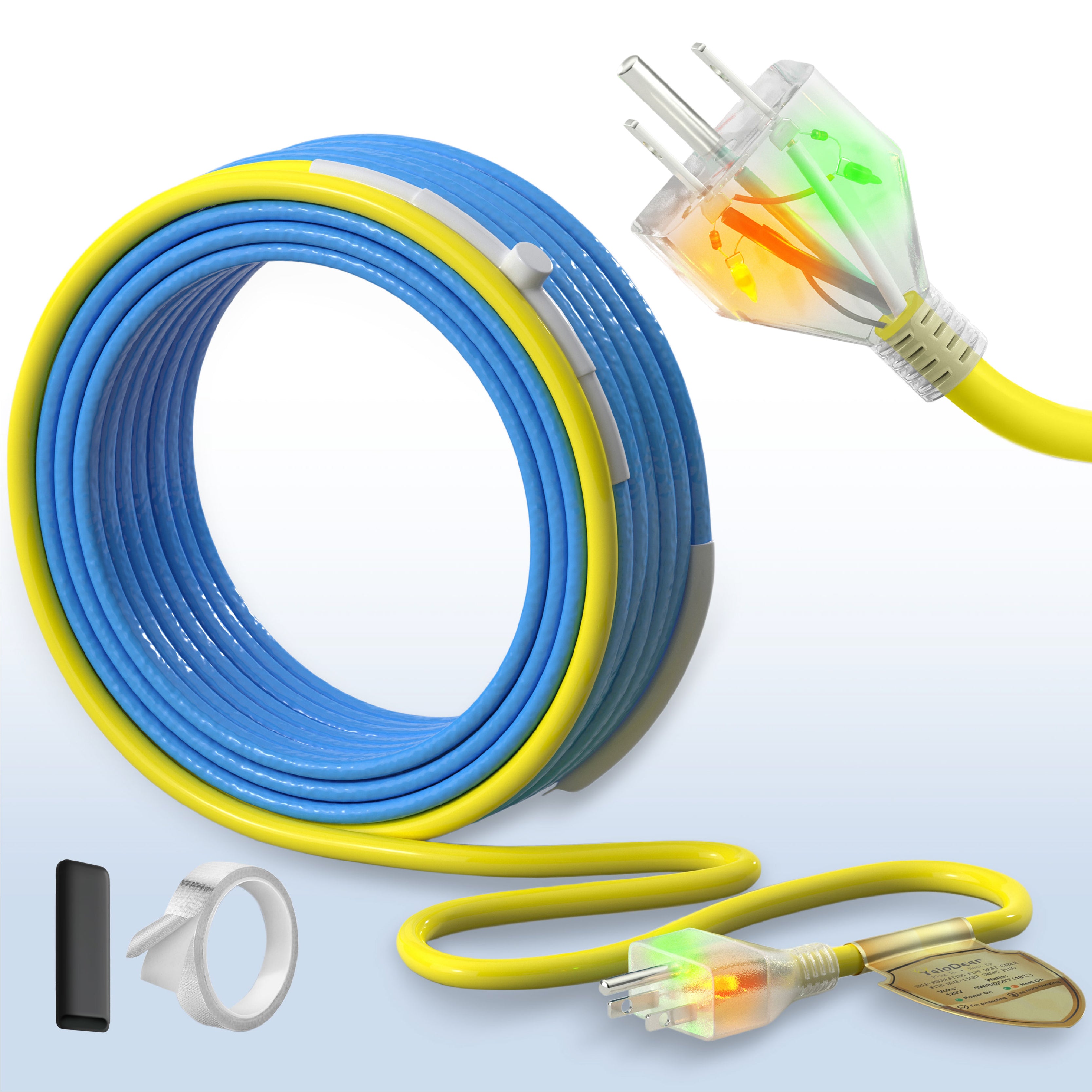 YeloDeer Upgraded Heat Tape for Water Pipes, Dual-Indicators, Self-Regulating, with End Seals, for Metal and Plastic Pipes