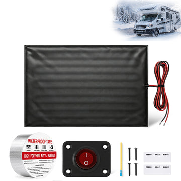 12V RV Tank Heater Pad with Switch for Fresh, Gray & Black Tanks