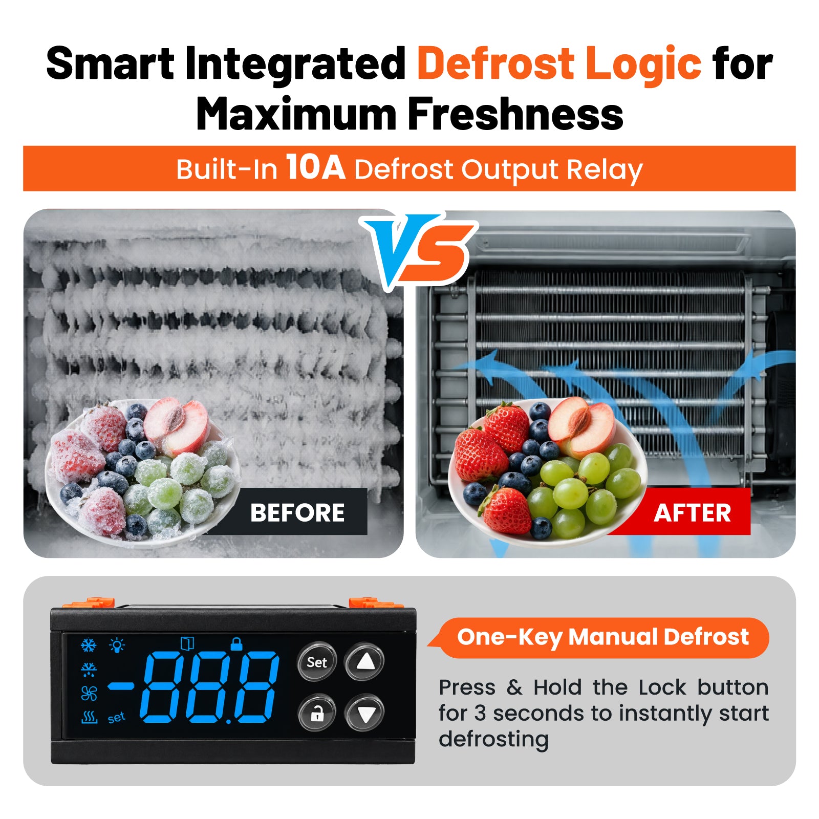 12V DC Refrigeration Temperature Controller with Auto Defrost & Compressor Delay | YeloDeer