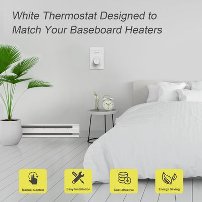 Manual Electric Baseboard Heater Thermostat 120V/240V