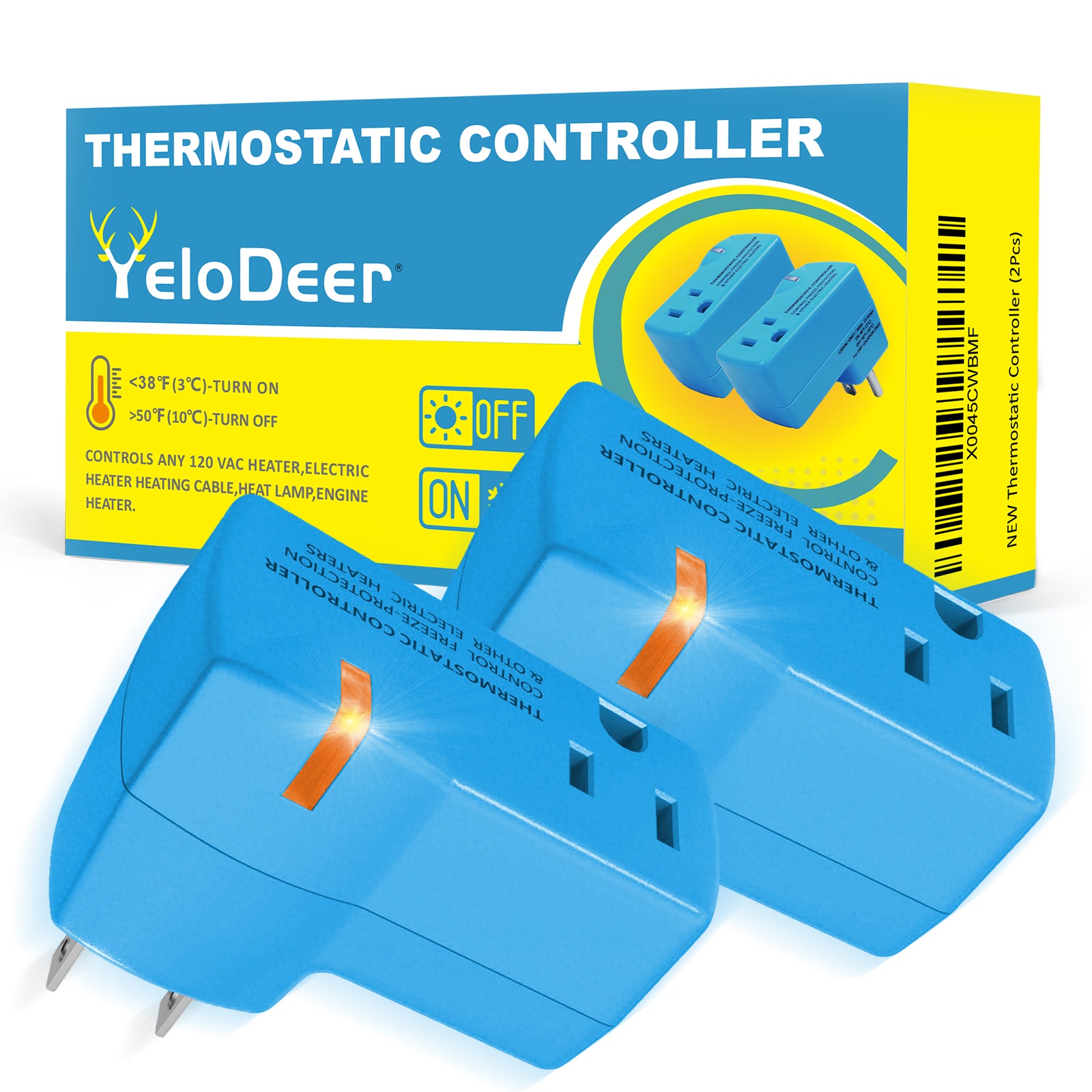 YeloDeer Temperature ControIIer OutIet, Auto On at 38°F / Off at 50°F, 100-120V / 15A