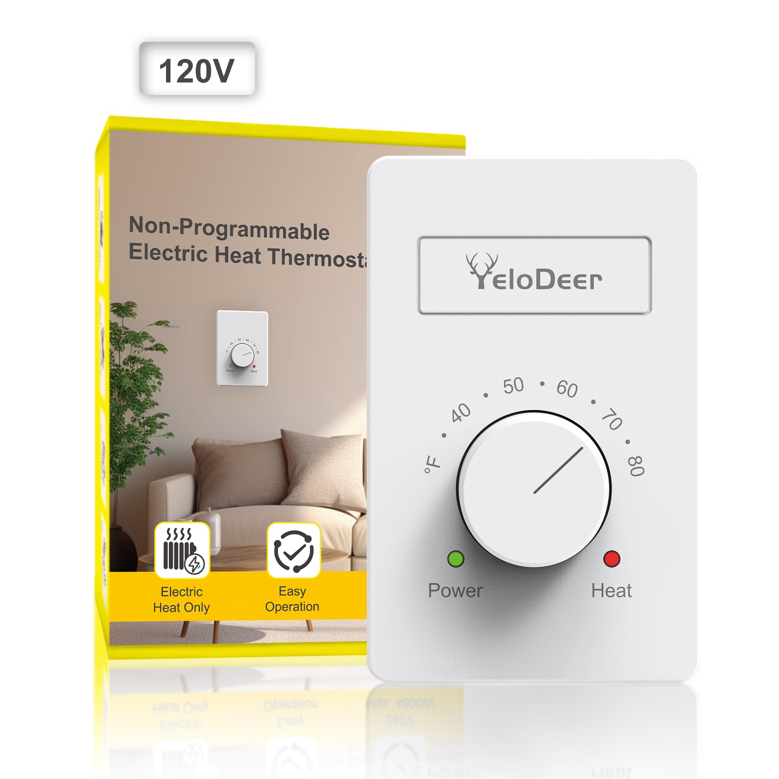 YeloDeer Manual Electric Baseboard Heater Thermostat for Home