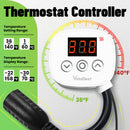 YeloDeer Digital Thermostat, Plug-In Temperature Controlled Outlet, with Timer & 6.6ft Sensor Probe, Precise Temp Control for Reptile Greenhouse Pipe