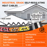 Bulk Self-Regulating Roof & Pipe Heat Trace Cable (120V/240V, 5W/8W) | YeloDeer