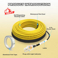 YeloDeer Heat Trace for Pipe Freeze Protection, Self-regulating for Metal and Plastic Water Pipe, 6W/Ft