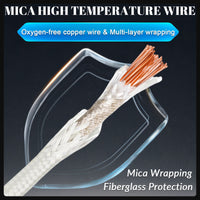 YeloDeer Mica High Temperature Wire, Glass Fiber Heat Resistant Cable, Flexible Electrical Insulation, 10FT/16.4FT, 10-18AWG