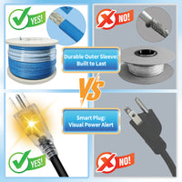 YeloDeer Cut to length Self-Regulating Heat Tape, Water Pipe Freeze Protection Kit, with 120V Plug, Wire Splitter & End Cap, for Metal/Plastic Pipes