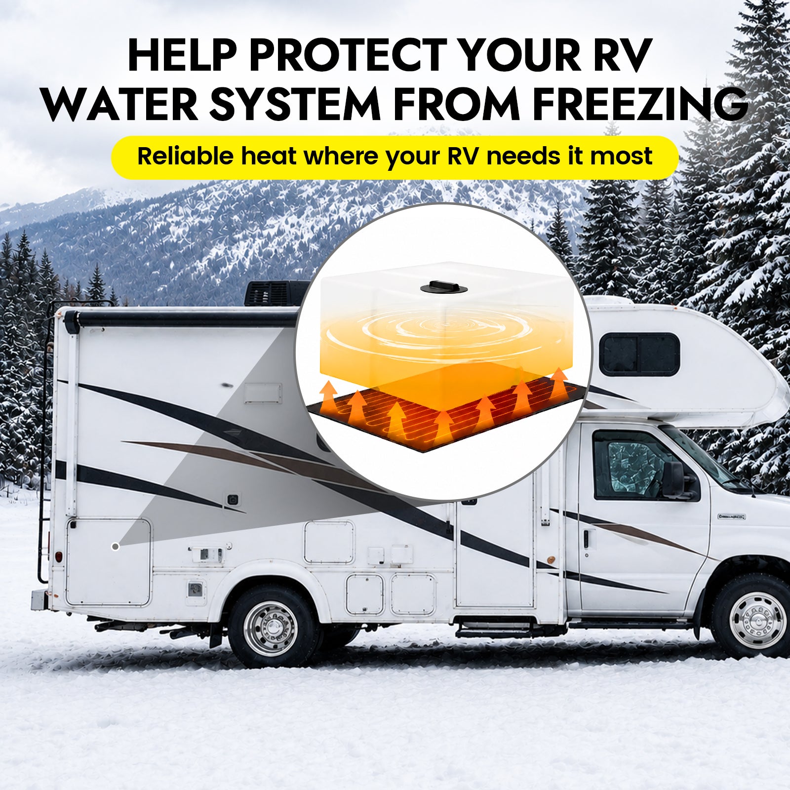12V RV Tank Heater Pad with Switch for Cold-Weather Freeze Protection