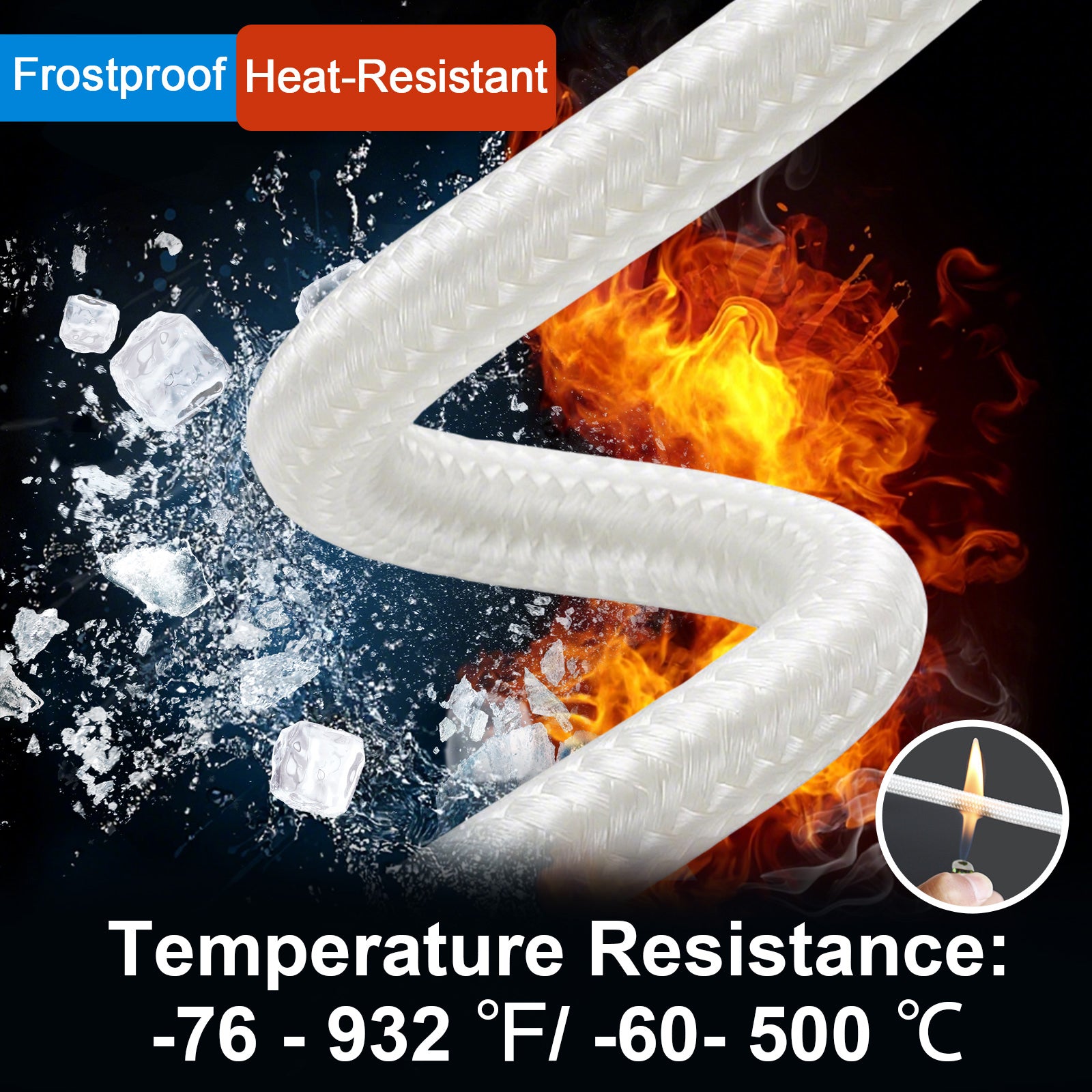 YeloDeer Mica High Temperature Wire, Glass Fiber Heat Resistant Cable, Flexible Electrical Insulation, 10FT/16.4FT, 10-18AWG