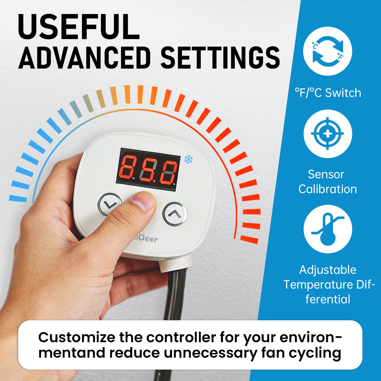 Digital Cooling Thermostat Outlet with 10H Timer (Plug-In Fan Controller) | YeloDeer