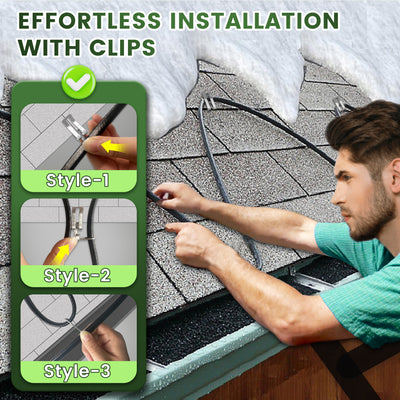 Plug-In 6W/ft Self-Regulating Roof & Gutter Heat Tape Kit with Clips (RGM)