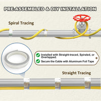 YeloDeer Heat Trace for Pipe Freeze Protection, Self-regulating for Metal and Plastic Water Pipe, 6W/Ft