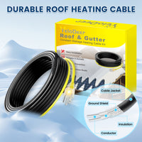 YeloDeer Gutter Heat Trace Cable, Electric Heat Tape with 10ft Power Cold, 7W/Ft