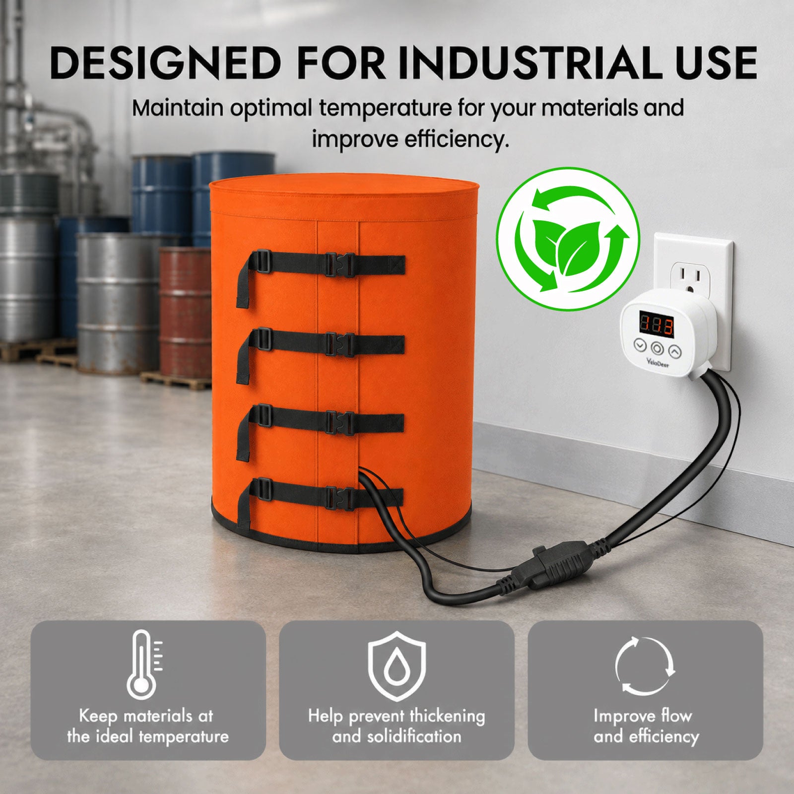 55 Gal Drum Heater Blanket with Thermostat Controller