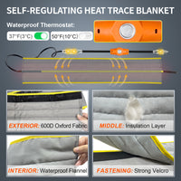 6W/ft Trimmable Self-Regulating Pipe Heating Blanket Kit | YeloDeer