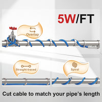 YeloDeer Cut to length Self-Regulating Heat Tape, Water Pipe Freeze Protection Kit, with 120V Plug, Wire Splitter & End Cap, for Metal/Plastic Pipes