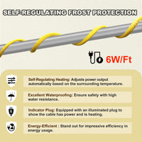 YeloDeer Heat Trace for Pipe Freeze Protection, Self-regulating for Metal and Plastic Water Pipe, 6W/Ft