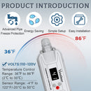 YeloDeer In Pipe Heating Cable Kit, Self-regulating Heat Trace Cable with Pipe Temperature Controller, 3 W/Ft, 120 V