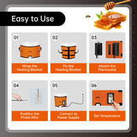 YeloDeer Bee Blanket Honey Heater, Digital Display with Timer, Adjustable Temperature Control, Fits 5 Gallon Bucket