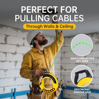 YeloDeer Fish Tape Wire Puller Series, High-Quality PET Guide Wire, with Gloves and Optional Adapters, 50FT/100FT/197FT x 4.5mm