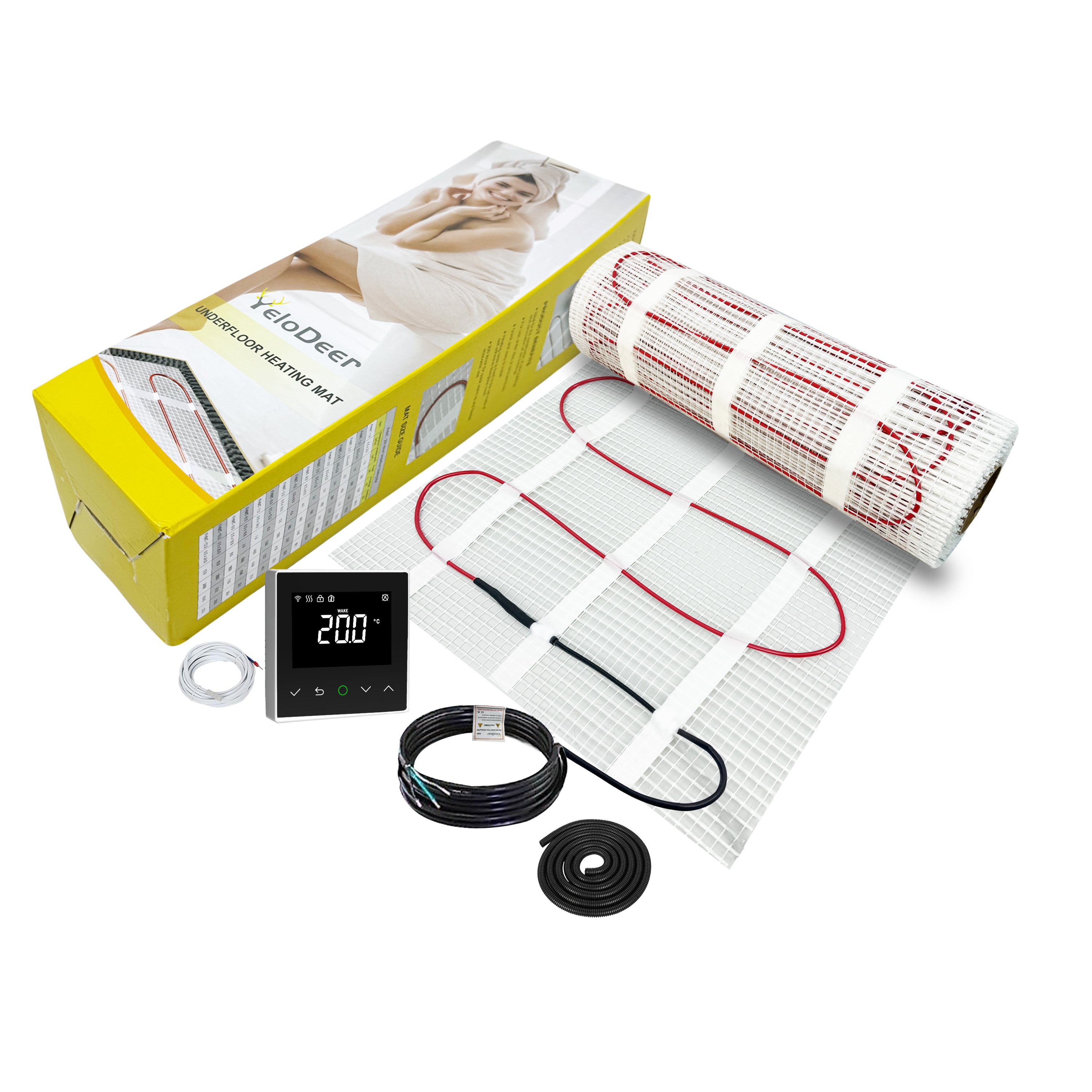 YeloDeer 230V Underfloor Heating Kit, 200W/m², with 2m Conduit, Ideal for Tile, Ceramic, Stone Floors