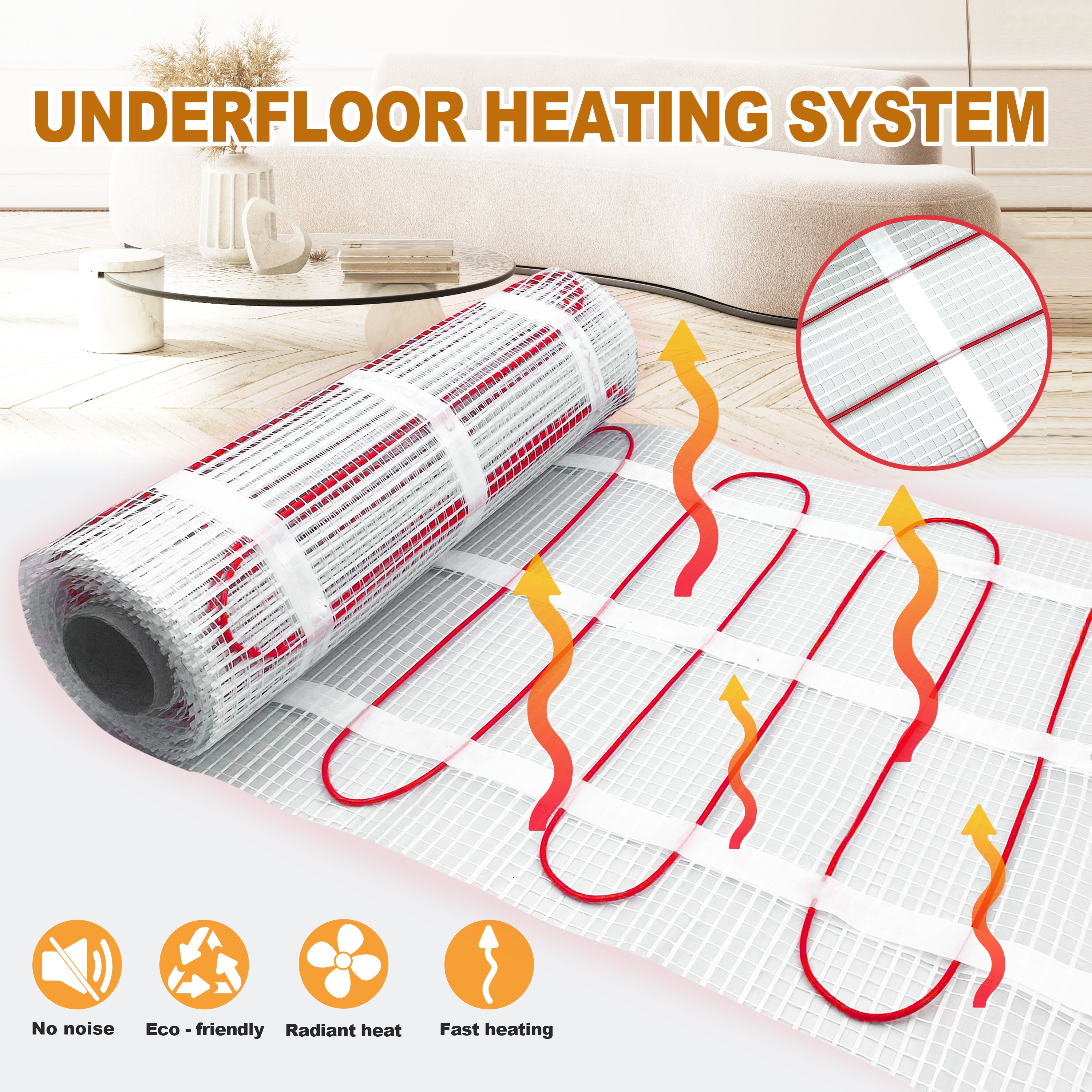 YeloDeer 230V Underfloor Heating Kit, 200W/m², with 2m Conduit, Ideal for Tile, Ceramic, Stone Floors