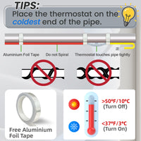 YeloDeer Heat Trace for Pipe Freeze Protection, Constant Wattage Pre-assembled Heat Tape, with Thermostat, 7W/Ft