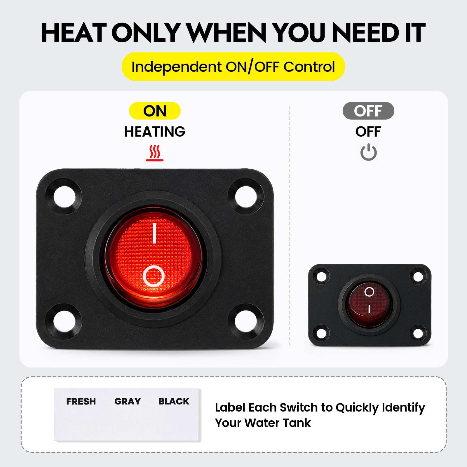 12V RV Tank Heater Pad with Switch for Cold-Weather Freeze Protection